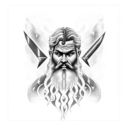 generate tattoo of Zeus throwing lightning on the forearm tattoo design idea