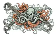 kraken trident held tattoo design idea