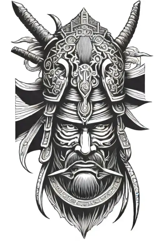 mascaras samurai warrior tattoo design idea