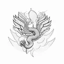 Snake and phoenix intertwined tattoo design idea