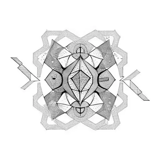 geometrical with swallow bird and Scorpio sign tattoo design idea