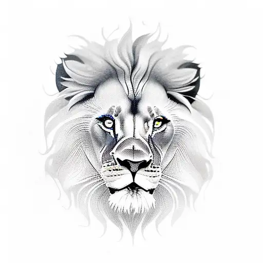 lion face with chain tattoo design idea