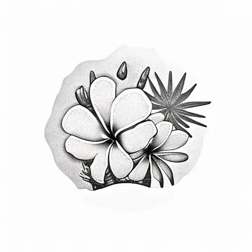 Palm Tree, frangipani, island, turtle, coral reef tattoo design idea