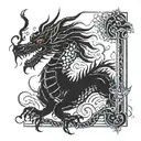 - Vertical sword as the main object - A long Chinese dragon that wraps around a sword and holds onto it with its paws -  tattoo design idea