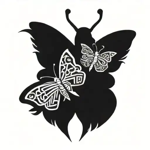 an Ifugao traditional tribal tattoo and two butterfly on top of it  tattoo design idea