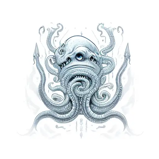 arm tattoo Kraken underwater  attacking a sailboat color tattoo design idea