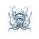 arm tattoo Kraken underwater  attacking a sailboat color tattoo design idea