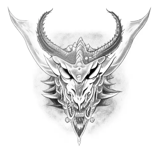 half face taurus and half face dragon tattoo design idea