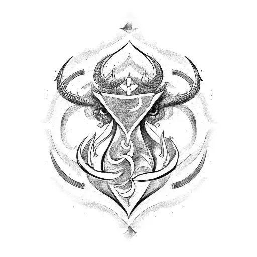 zodiac sign taurus and dragon tattoo design idea