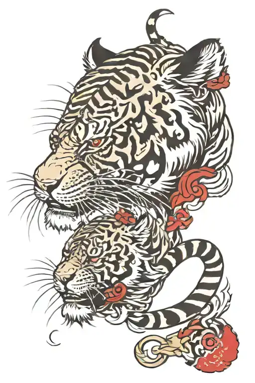 Tiger neck tattoo with red lettering tattoo design idea
