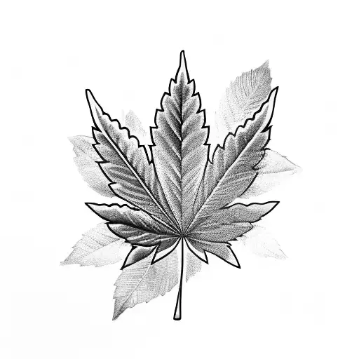 Cannabis leaf intertwined with a whiskey bottle tattoo design idea