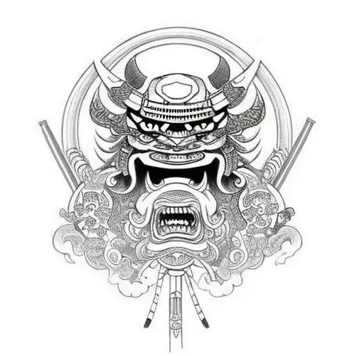 Samurai scary looking tattoo design idea