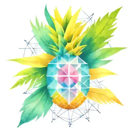 pineapple with north south compass geometric lines tattoo design idea