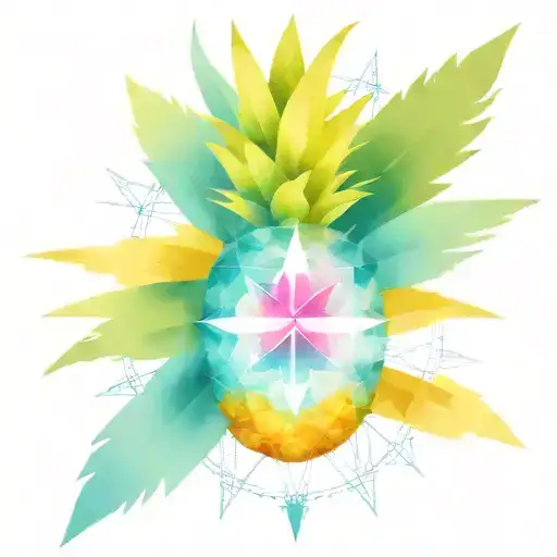 pineapple with compass north and South Pole geometric pattern  tattoo design idea