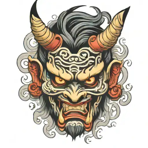Oni mask tattoo design idea