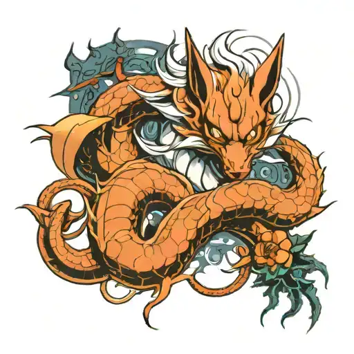 kurama nine tail, shenron dragon ball, house stark  tattoo design idea