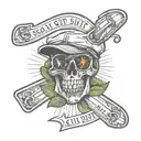 cap with a propeller on it with the quote silly shit till i die  tattoo design idea