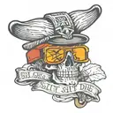 cap with a propeller on it with the quote silly shit till i die  tattoo design idea