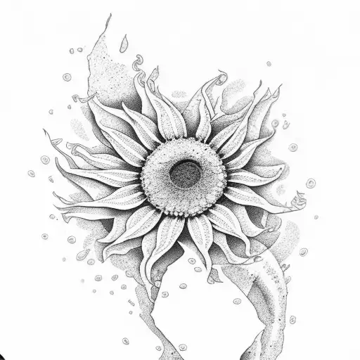 girassol e sol tattoo design idea