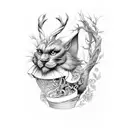 dark Alice in wonderland forest I'll arm sleeve tattoo design idea