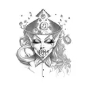 evil Alice in wonderland forest  tattoo design idea