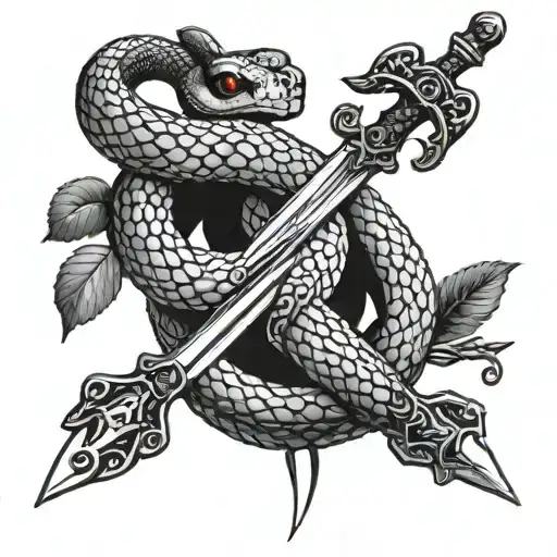 snake and sword tattoo design idea