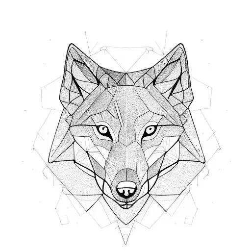 triangular shape wolf simple no shades just pencil design tattoo design idea