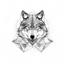 triangular shape wolf simple no shades just pencil design tattoo design idea