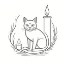 candle with cat candlestick tattoo design idea
