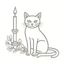 candle with cat candlestick tattoo design idea