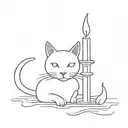 candle with cat candlestick tattoo design idea