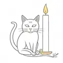 candle with cat candlestick tattoo design idea