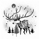 Forest, Elk, Space tattoo design idea