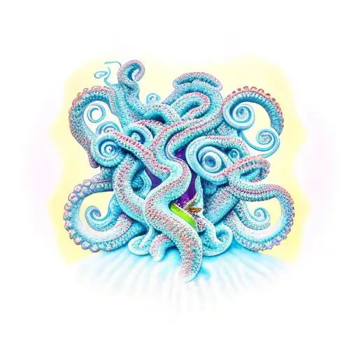 tentacle in wine bottle tattoo design idea