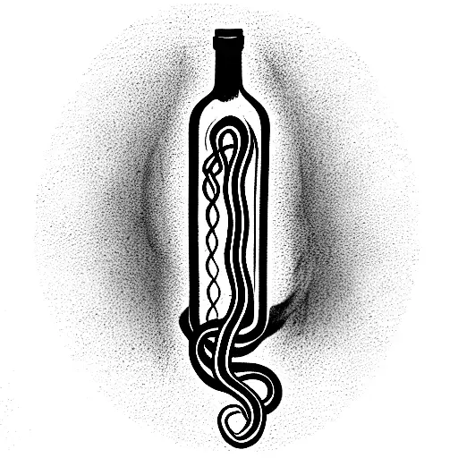 tentacle in wine bottle tattoo design idea