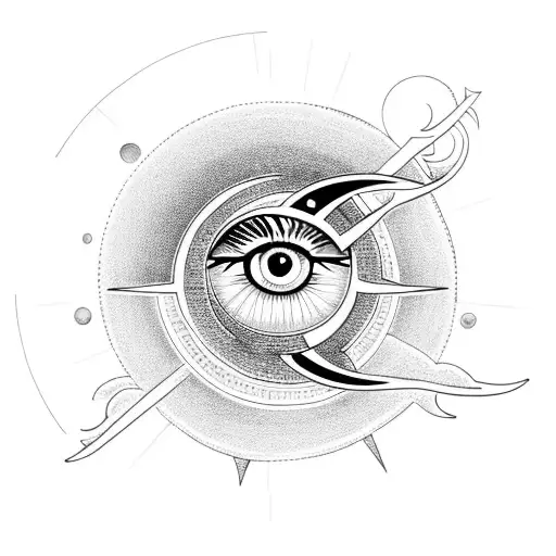 Eye of horus and ra with sun and moon tattoo design idea