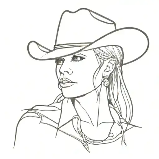 cowgirl headshot looking to the right tattoo design idea