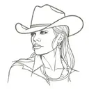 cowgirl headshot looking to the right tattoo design idea