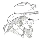 cowgirl headshot looking to the right tattoo design idea