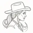 cowgirl headshot looking to the right tattoo design idea