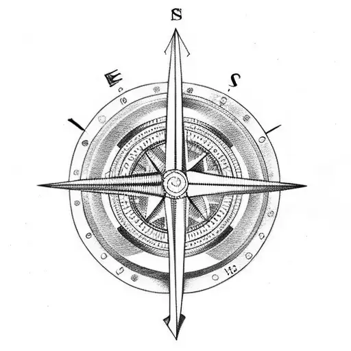 car gear compass boat anchor  tattoo design idea