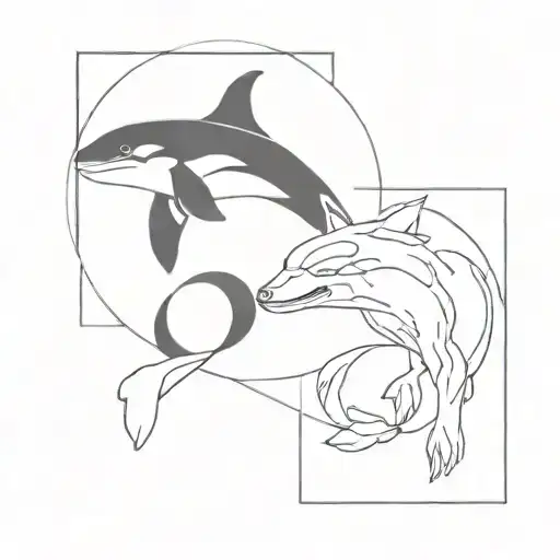 Orca and Wolf tattoo design idea