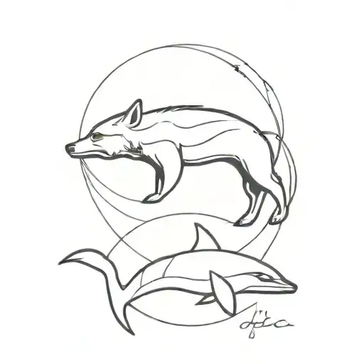 wolf and orca whale tattoo design idea