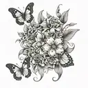 flowers with butterflies tattoo design idea