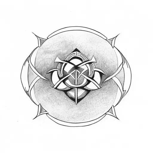 triquetra, espada, escudo tattoo design idea
