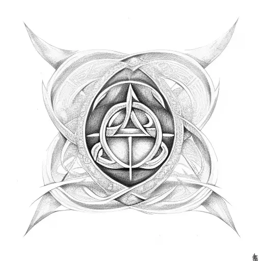 triquetra, espada, escudo tattoo design idea