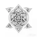 triquetra, espada, escudo tattoo design idea