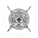 triquetra, espada, escudo tattoo design idea