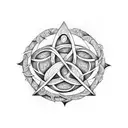 triquetra, espada, escudo tattoo design idea