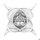 triquetra, espada, escudo tattoo design idea